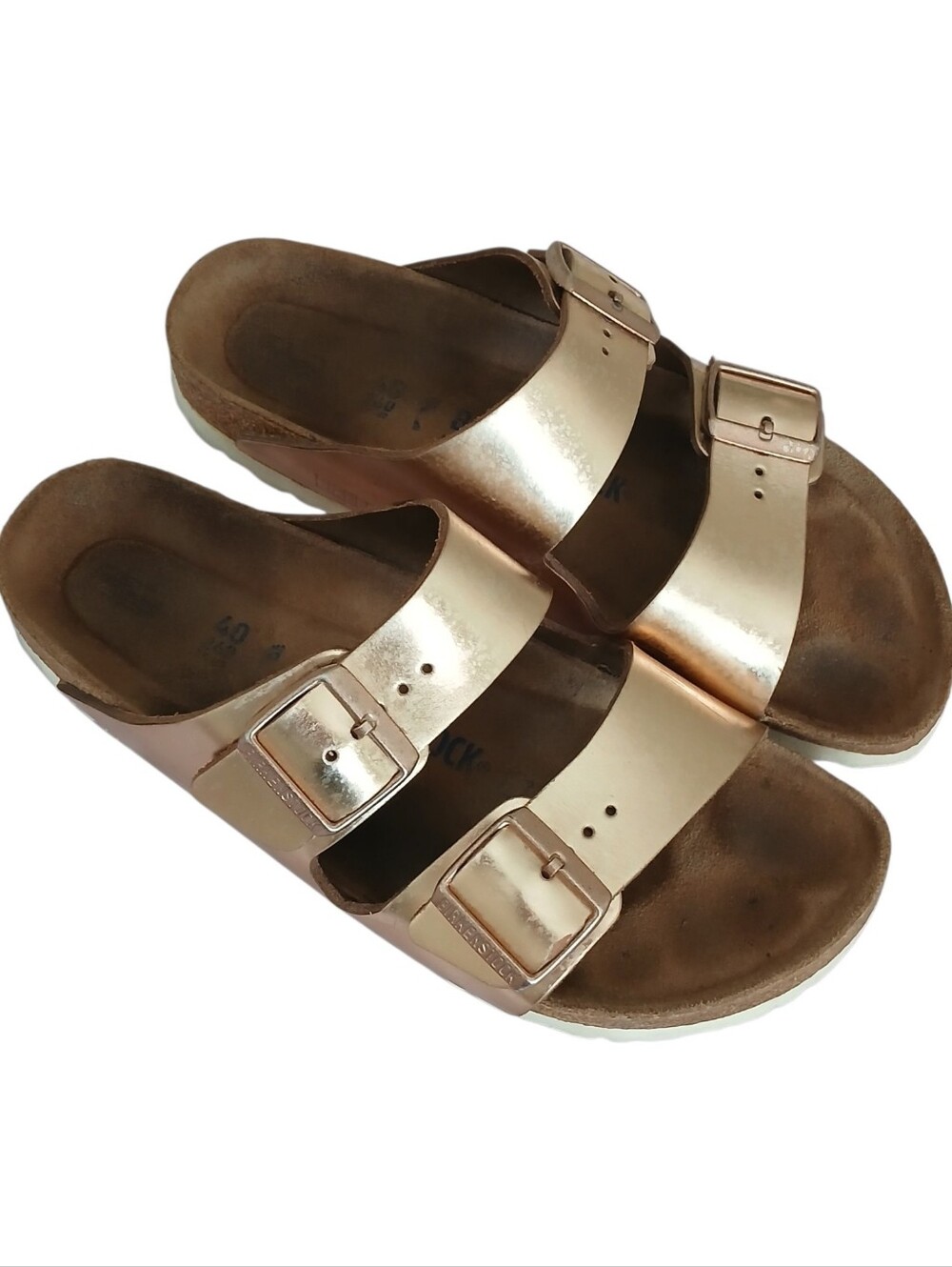 Birkinstock Arizona Soft Footbed Metallic Copper Sandals 40/9.5 Boho Comfort
